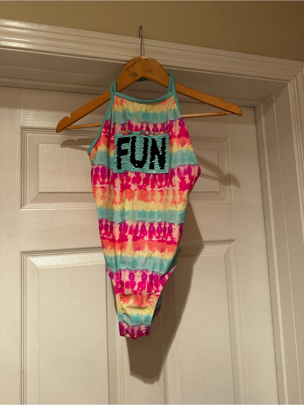 wonder nation Girls One-Piece Swimsuit - Tie-Dye Pink, Aqua, Yellow